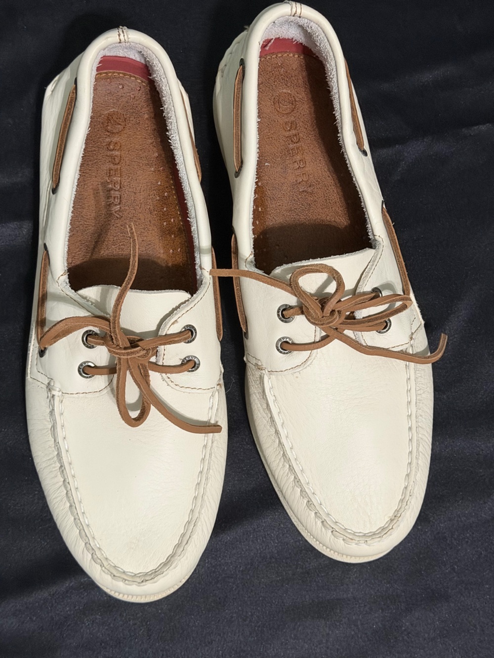 Sperry Authentic Original 2-Eye Leather Boat Shoes White Men's Size 11 M STS2577